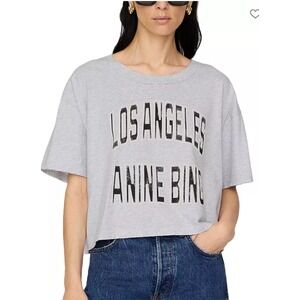 Anine Bing Los Angeles Graphic Cropped Tee Heather Grey  XS